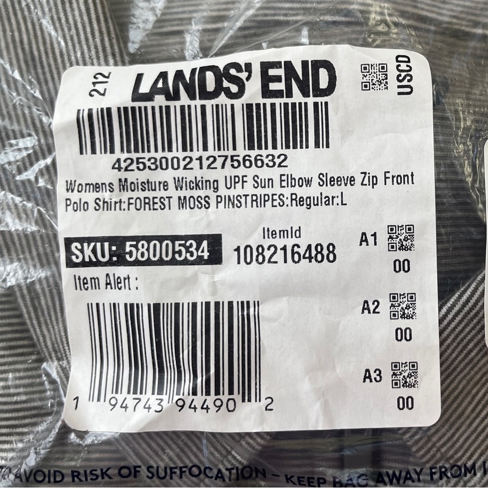 Lands' End Women's Moisture Wicking Green and White Short-Sleeve Polo Top - Picture 10 of 10